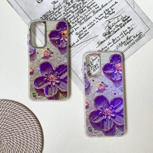 Purple flower watercolor flower frame for Samsung A13 4g phone