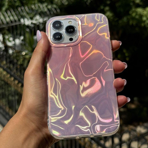 Pink holographic case with wave design for iPhone 12 and iPhone 12 pro