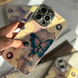 قاب  آیفون 14 پرو پروانه آبرنگی محافظ لنزدار