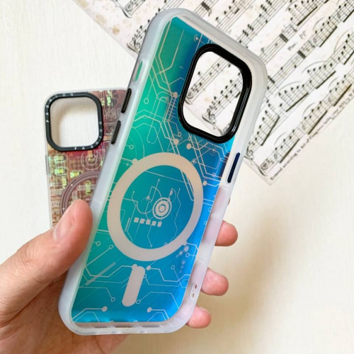 Holographic frame design of mag safe electrical circuit of iPhone 14 Pro