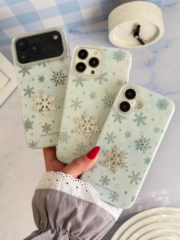 قاب ژله‌ای طرح برف و ستاره گوشی آیفون 14 پرو