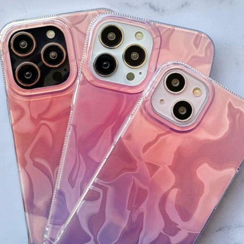 Pink holographic case with wave design for iPhone 12 and iPhone 12 pro