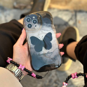 قاب پروانه مشکی بند دار گوشی آیفون 14 پرومکس