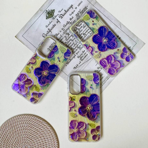 Purple flower watercolor flower frame for Xiaomi Redmi 12C phone