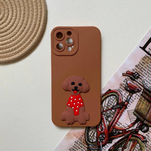 قاب سیلیکونی عروسکی طرح سگ پودل برجسته گوشی آیفون 12 پرومکس