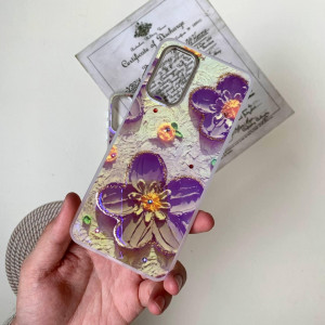 قاب گل آبرنگی گل بنفش گوشی سامسونگ A13 4g