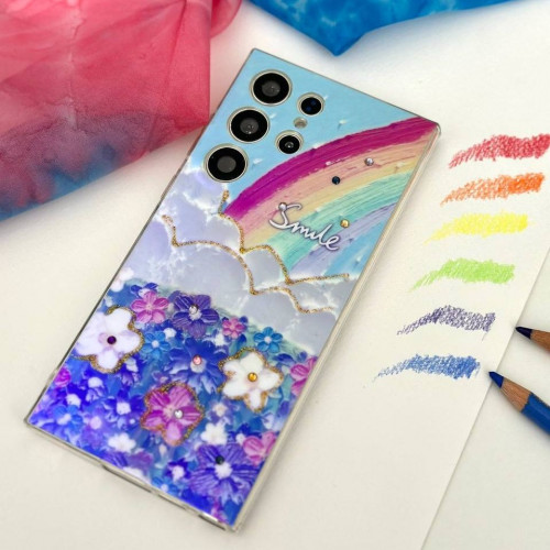 Flower and rainbow case for Samsung S23 Ultra phone