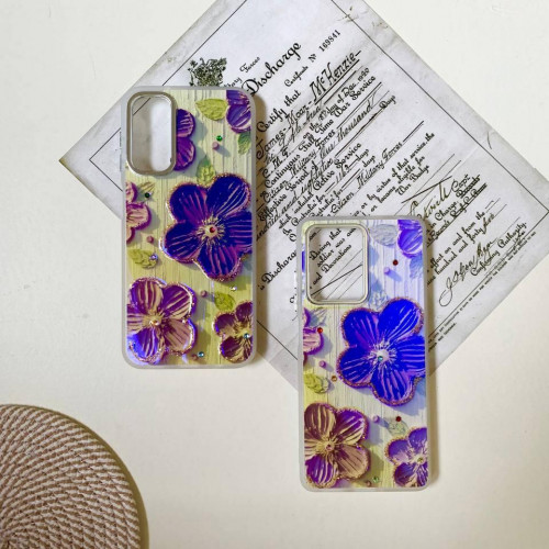 Purple flower watercolor flower frame for Xiaomi Redmi 12C phone